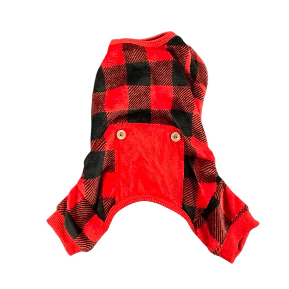 Plaid Red and Black Dog Pajamas PJs Small